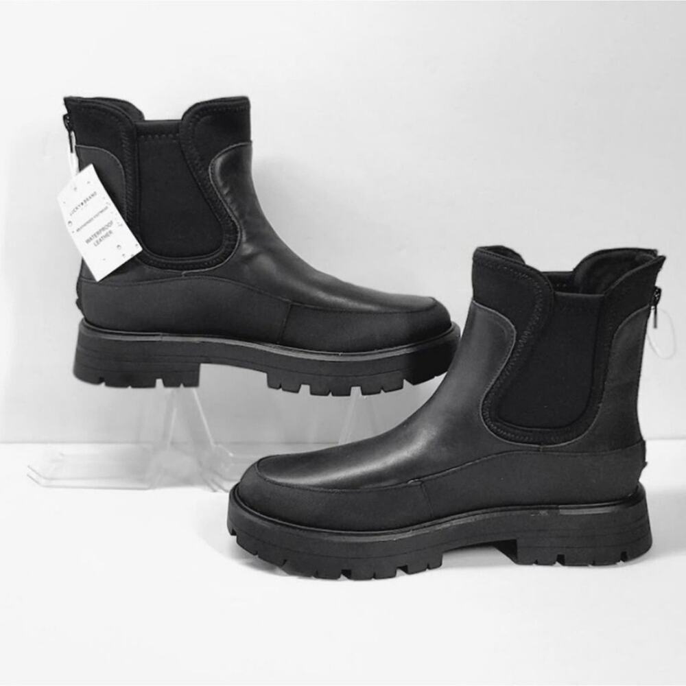Lucky brand black Allehia Modern Lug sole Chelsea Boots Booties 8.5‎ 9.5 7.5 New - Picture 5 of 15
